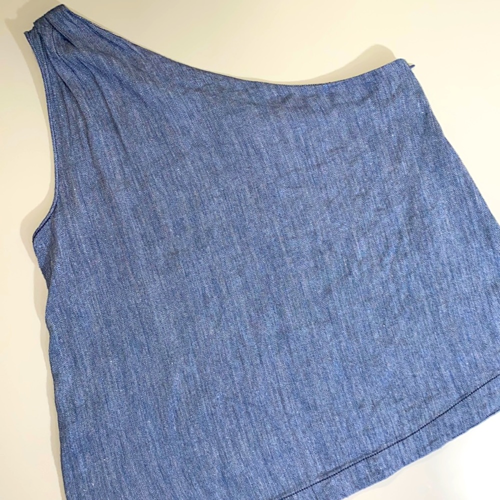 LOFT one shoulder chambray tank top, size S